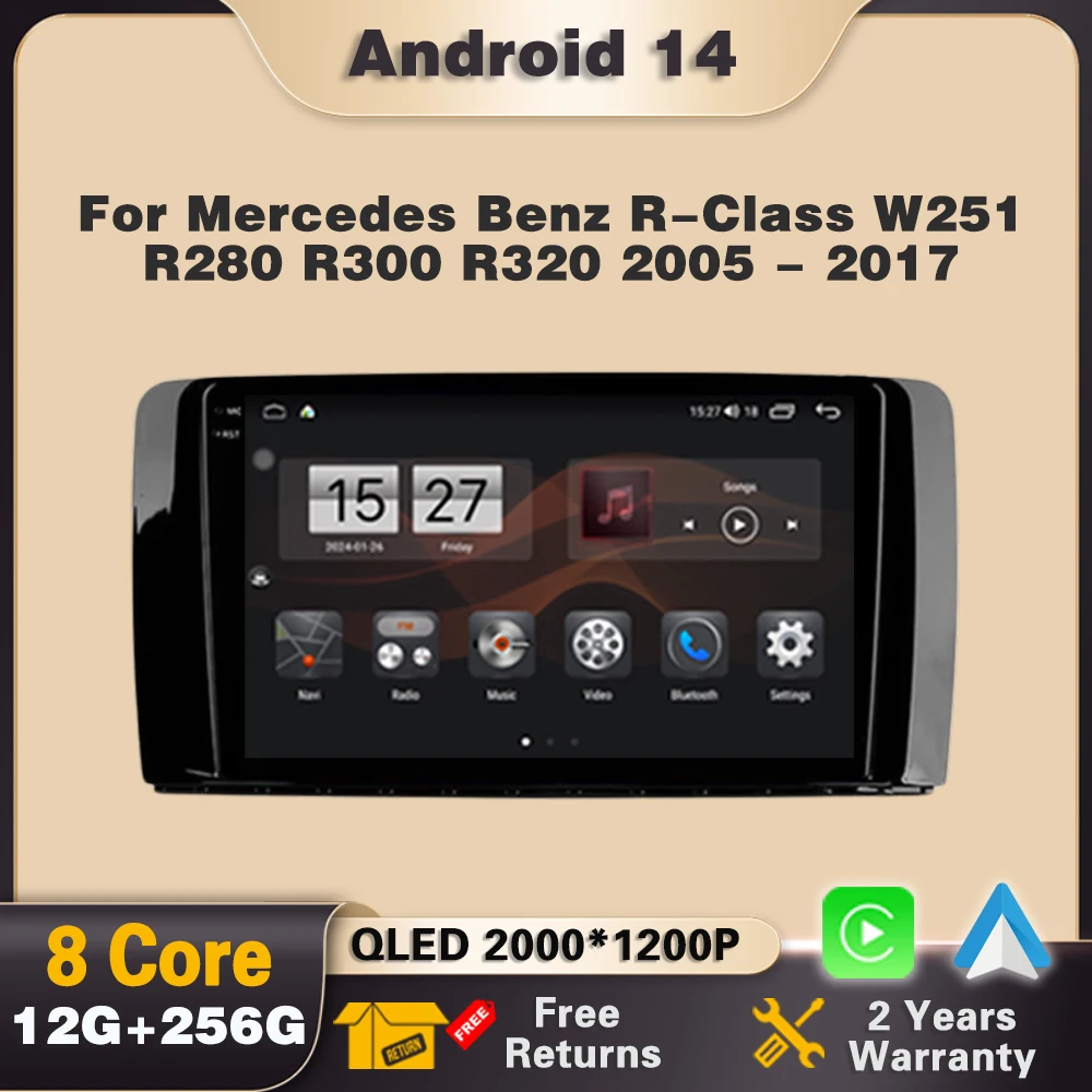 

Android 14 Car Radio for Mercedes Benz R Class W251 R280 R300 R320 2005-2017 Navigation Multimedia GPS Autoradio WIFI Carplay 4G
