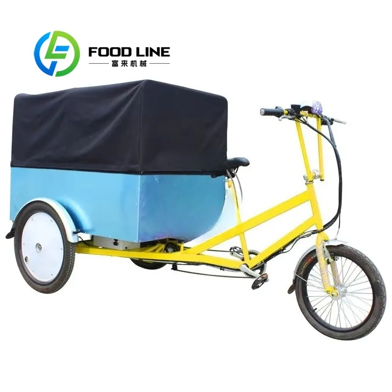Street Mobile Ice Cream Cart With Storage Compartments Practical Hand Push Trailer For Park Plaza And Tourist Attraction Use