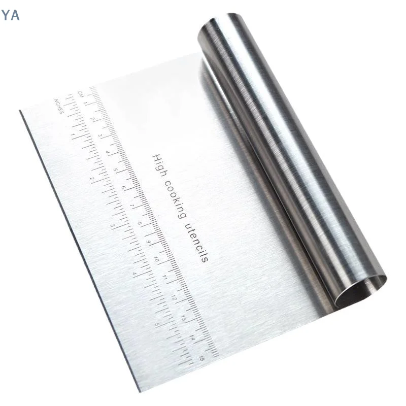 【SA】Stainless Steel Dough Pastry Scraper Pizza Cutter Chopper With Measuring Scale Multipurpose Cake Bread Separator