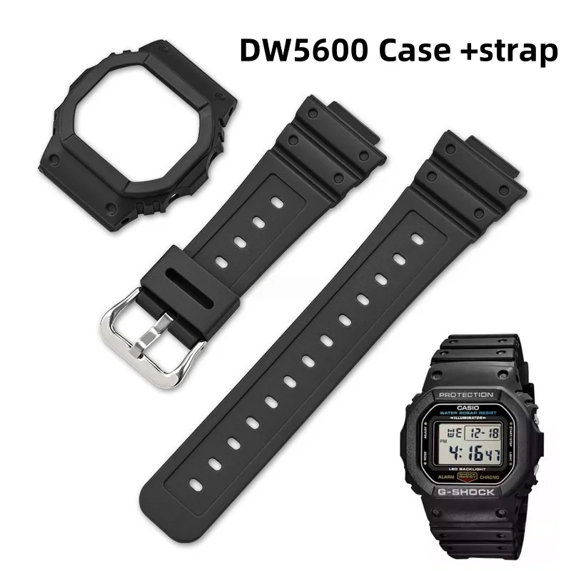 For G-shock Casio Small Square DW5600 DW-5600 GW-B5600 DW5610 GW-M5610 Resin Watch Strap + Case Frosted Watchband Shell Case