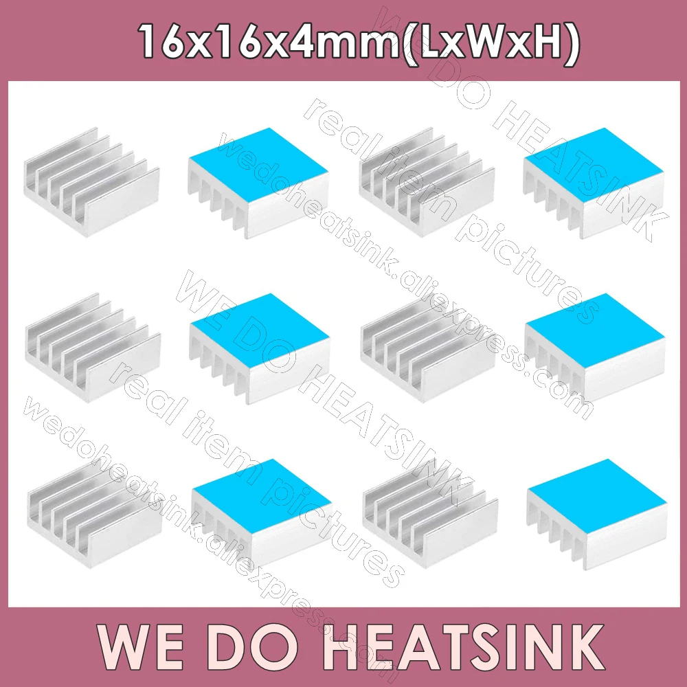 WE DO HEATSINK 16x16x4mm Without or With Thermal Pad Silver Pure Aluminum IC Graphics Card Heatsinks