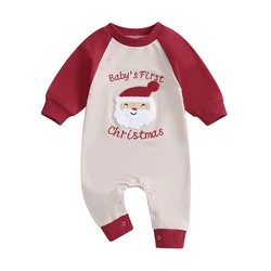 Infant Baby Boy Girl Clothing Santa Long Sleeve Jumpsuit Romper My First Christmas Outfit Newborn Clothes