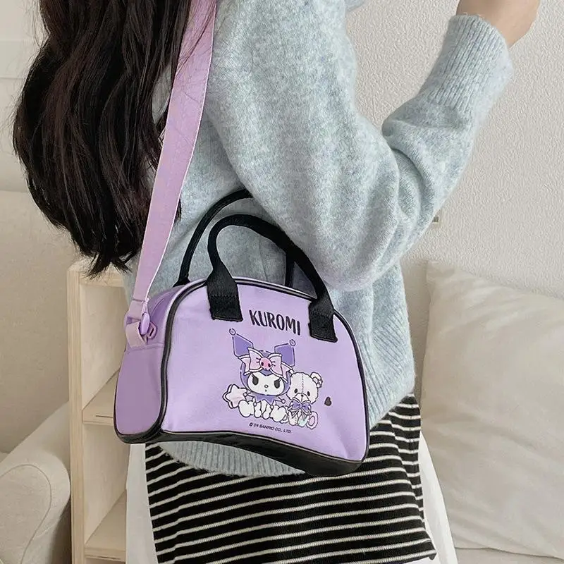 Hello Kittys Handbag Sanrios Anime Figure Kawaii Cartoon Portable Contrasting Colors Can Be Worn Cross-Body Girl Shoulder Bag