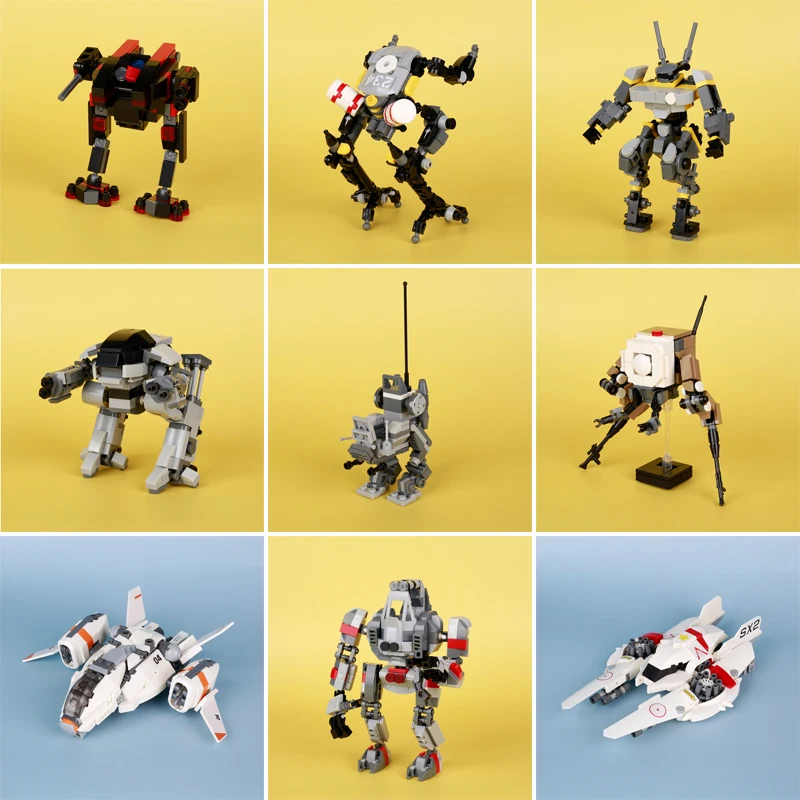 MOC Assemble Toy ED 209 Robot Building Block Bunny F Robot Soldier Police Mini Mecha Model Bricks Kids Gifts Christmas Present