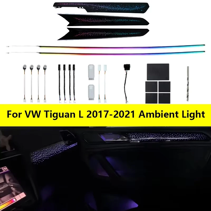 17 in 1 64 Color Ambient Light For VW Tiguan L 2017-2021 Original 1:1 Mold Dashboard Door Decoration Atmosphere Lamp App Control