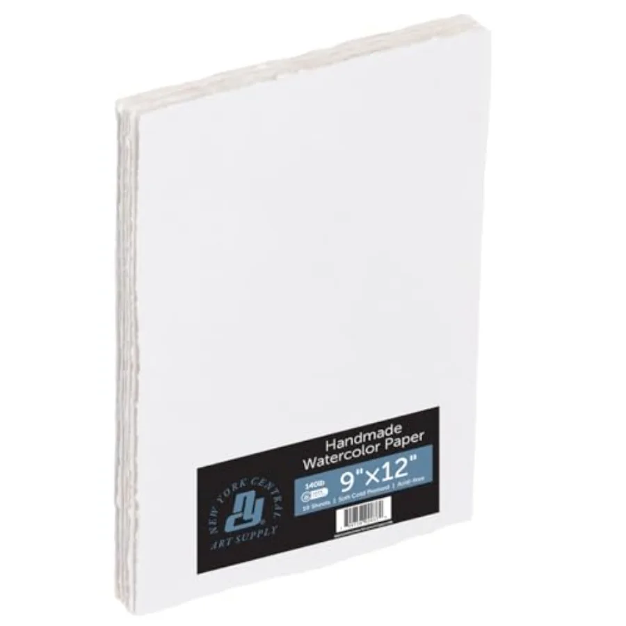 

Бумага для акварели ручной работы - 40 фунтов, 9x2 дюйма - Упаковка из 00 листов, без кислот, 100% хлопок, холодного прессования, с 4 необработанными краями, минималистичный дизайн