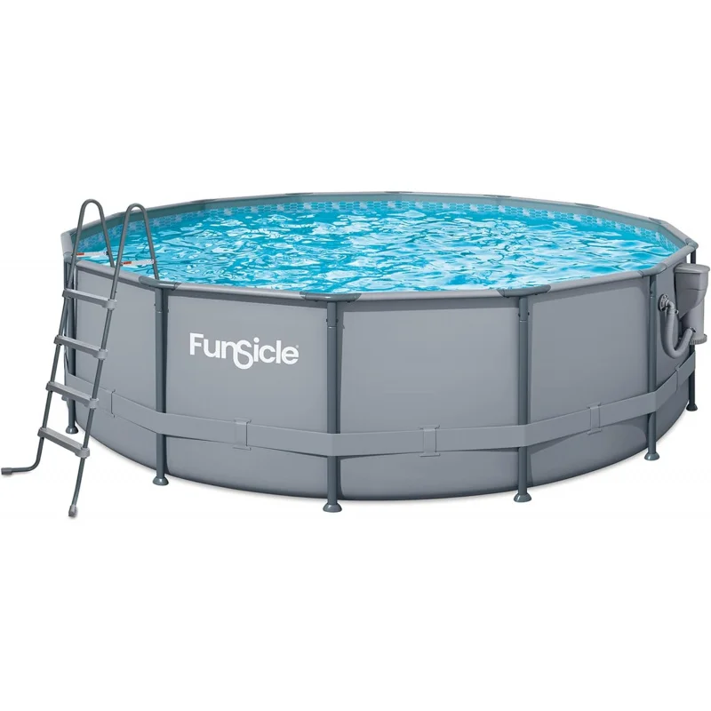 Funsicle 16 Foot x 48 Inch Oasis Designer Outdoor Round above Ground Swimming Pool w/ SkimmerPlus Filter Pump,Ladder,Pool Cover