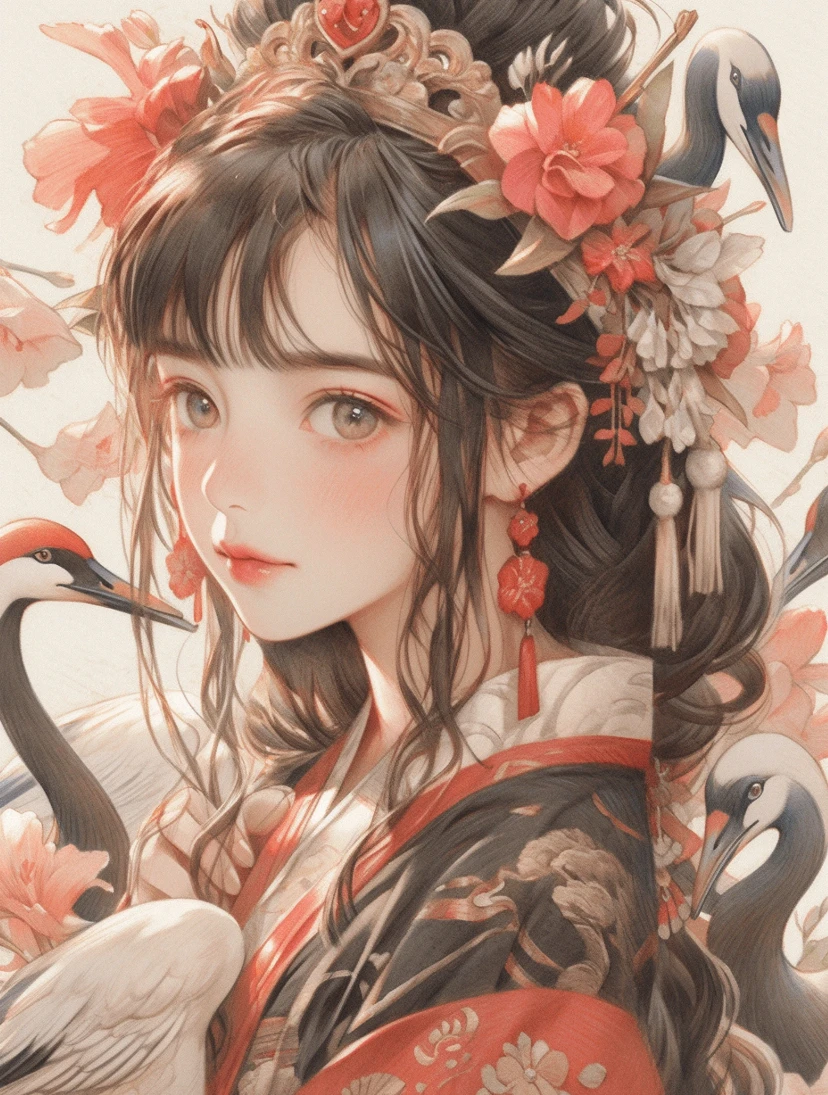 

Девушка-журавль 14CT 16CT с принтом на холсте, набор для вышивки крестом «сделай сам», набор с китайским узором, домашнее рукоделие, вышивка, 114 цветов