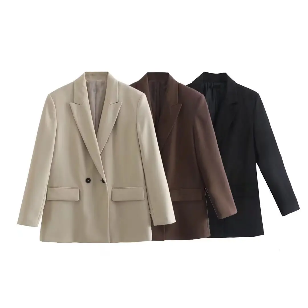 Women's Fashionable Oversized Blazer Two-Button Blazer Oversized Double-Breasted Blazer Available in Multiple Colors