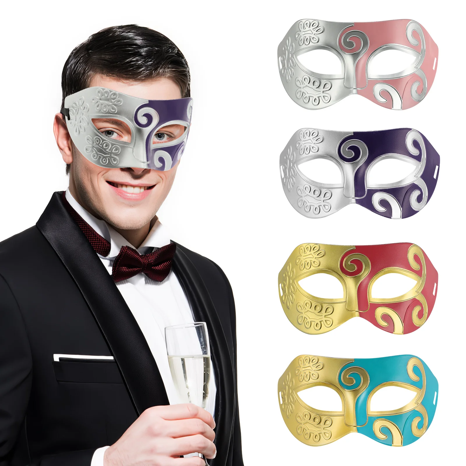 Máscara veneciana Cosplay máscaras Halloween para pareja mascarada mujeres gradiente Color romano medio