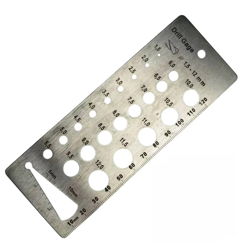 Stainless Steel Drill Bit Identifier with Engraved Fraction and Decimal Markings for Consistent Measurement Accuracy