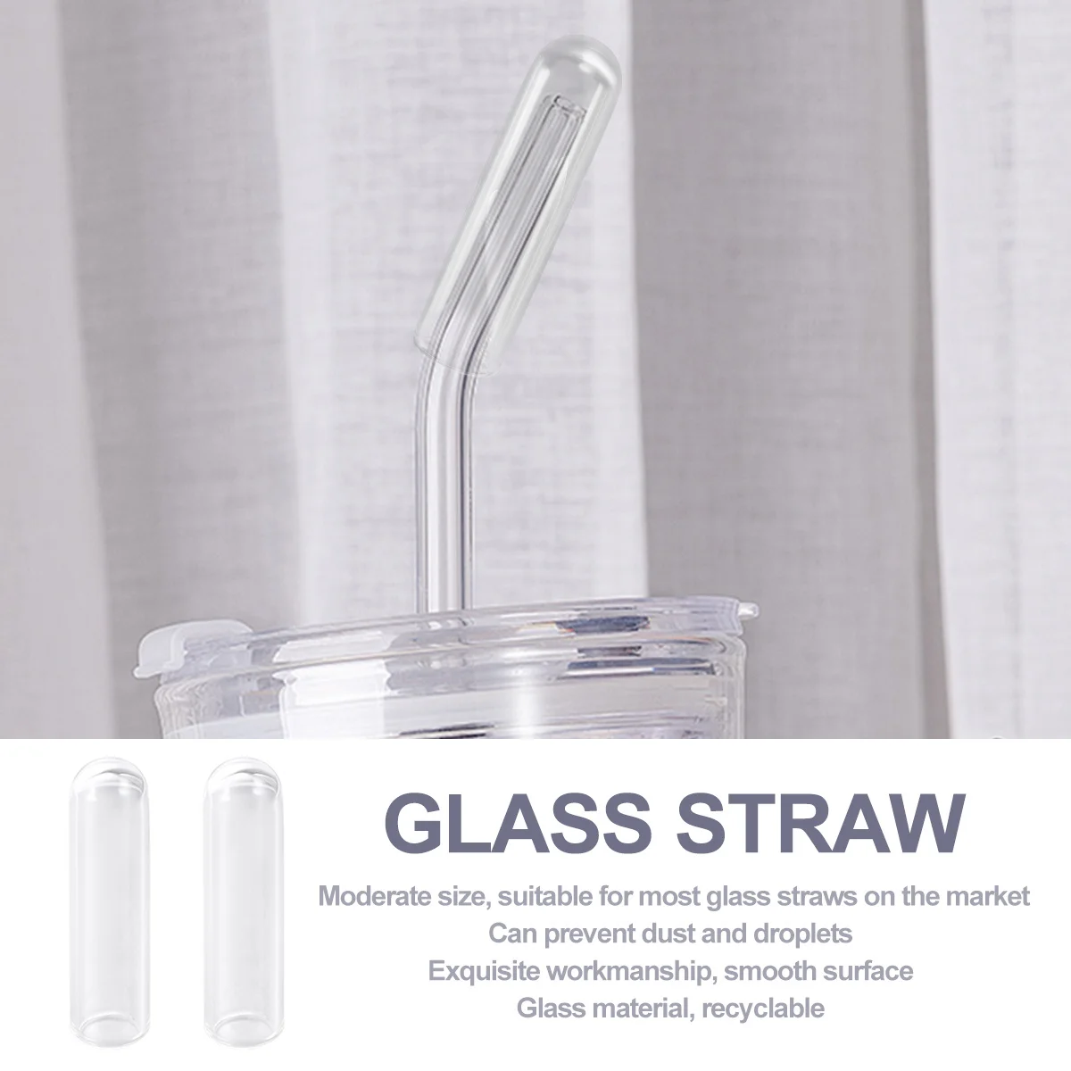 

10Pcs Transparent Glass Straw Covers Eco- Lids Dust Covers Universal Fit for Glass Straws Clean Keeping
