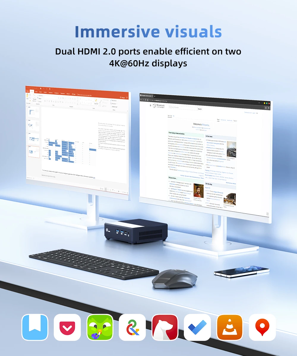 YCTipc Alder Lake N150 Mini PC Windows 11 Pro WiFi5 BT4.2 DDR4 16GB RAM 512GB NVMe SSD RJ45 Desktop Office