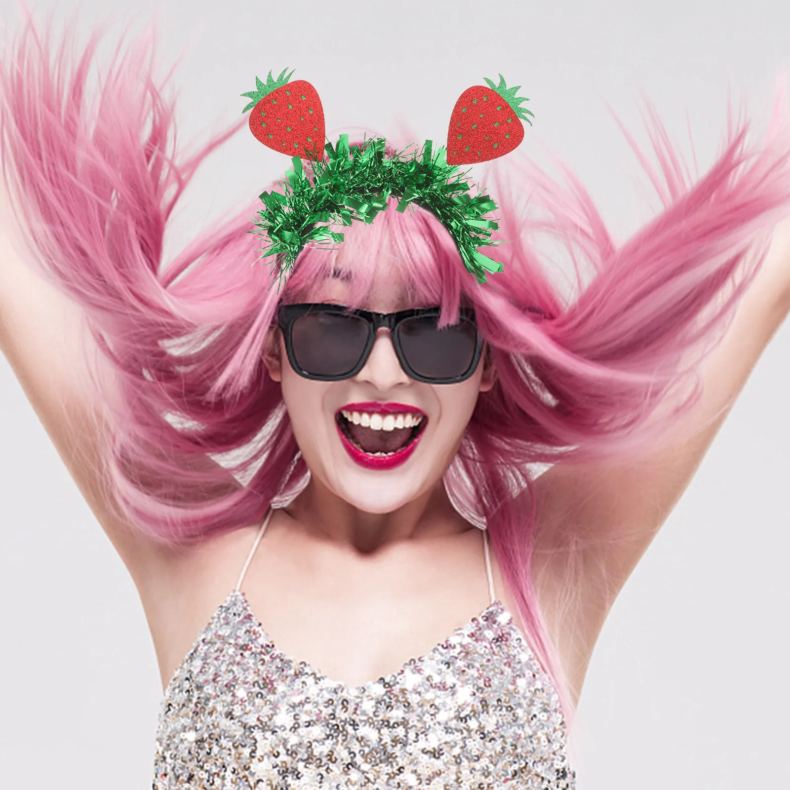 

2Pcs Strawberry Shaped Hairband for Children Lovely Headwear Decorative Hair Hoop Spring Party Headdress Festival Costume Event