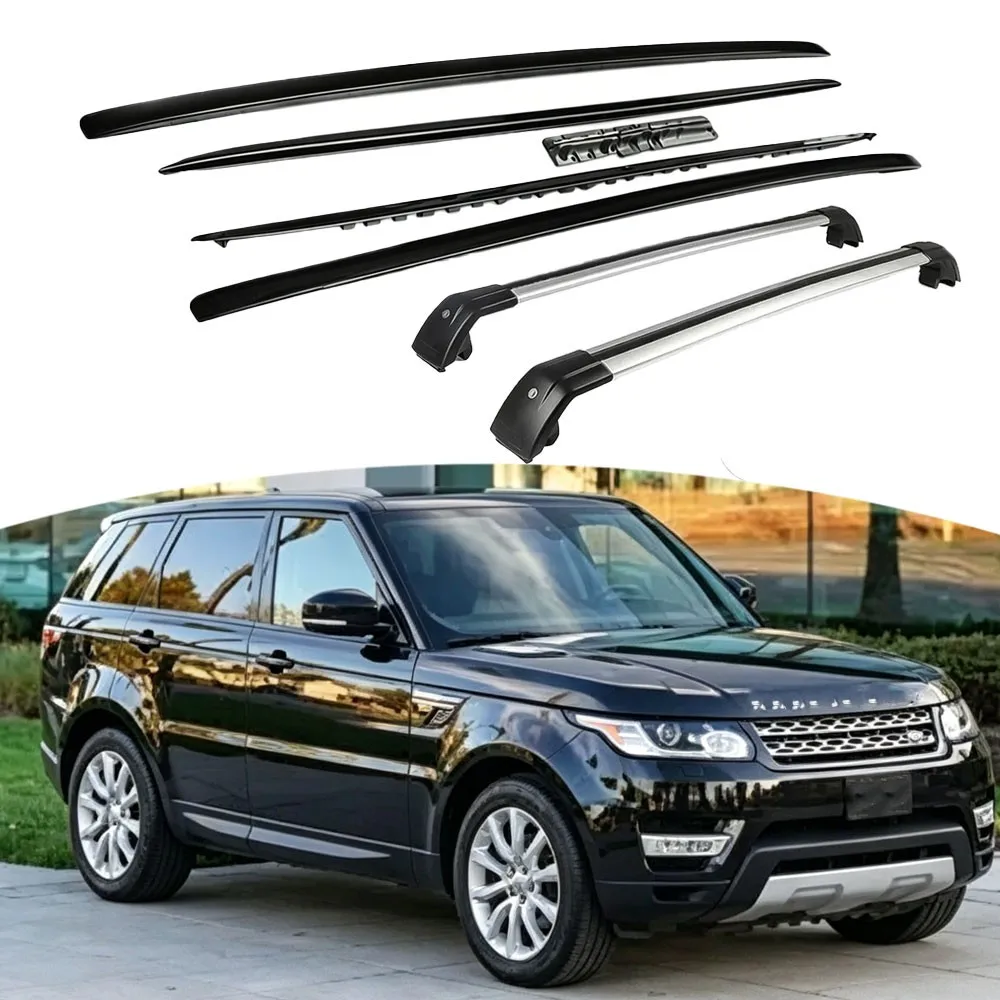 4PCS Black Roof Rails Side Rails & Cross Bars Fits for LR Range Rover Sport L494 2014-2022 Aluminum