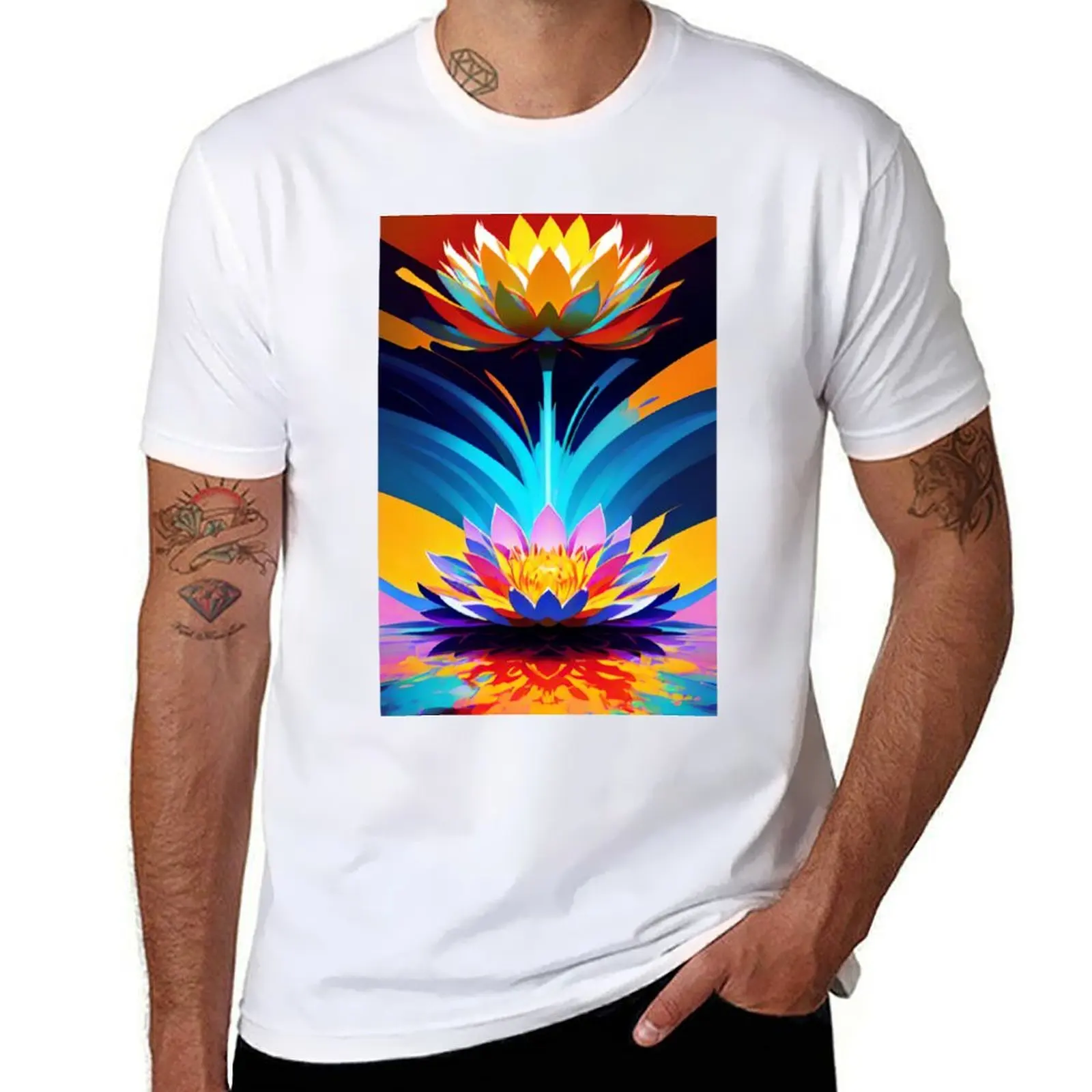 flower mirror T-Shirt Basic Simple Design Short Sleeve Shirt