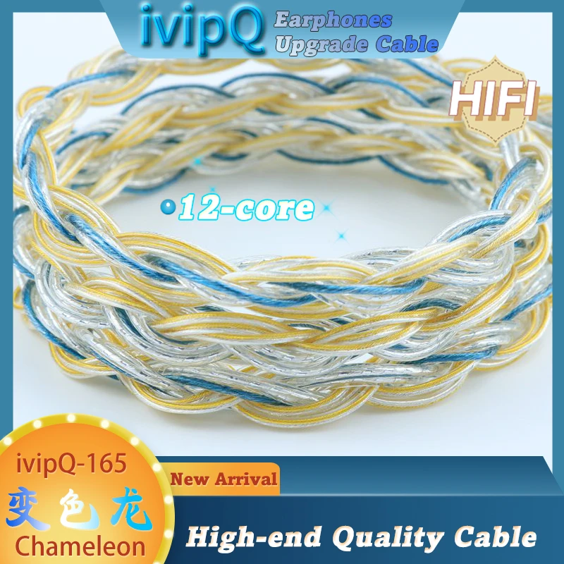 ivipQ-165 12 Core OFC Single Crystal Silver Gold Silver Palladium Earphones Upgrade Cable 3.5mm/4.4mm For IE900 MMCX/2PIN 0.78