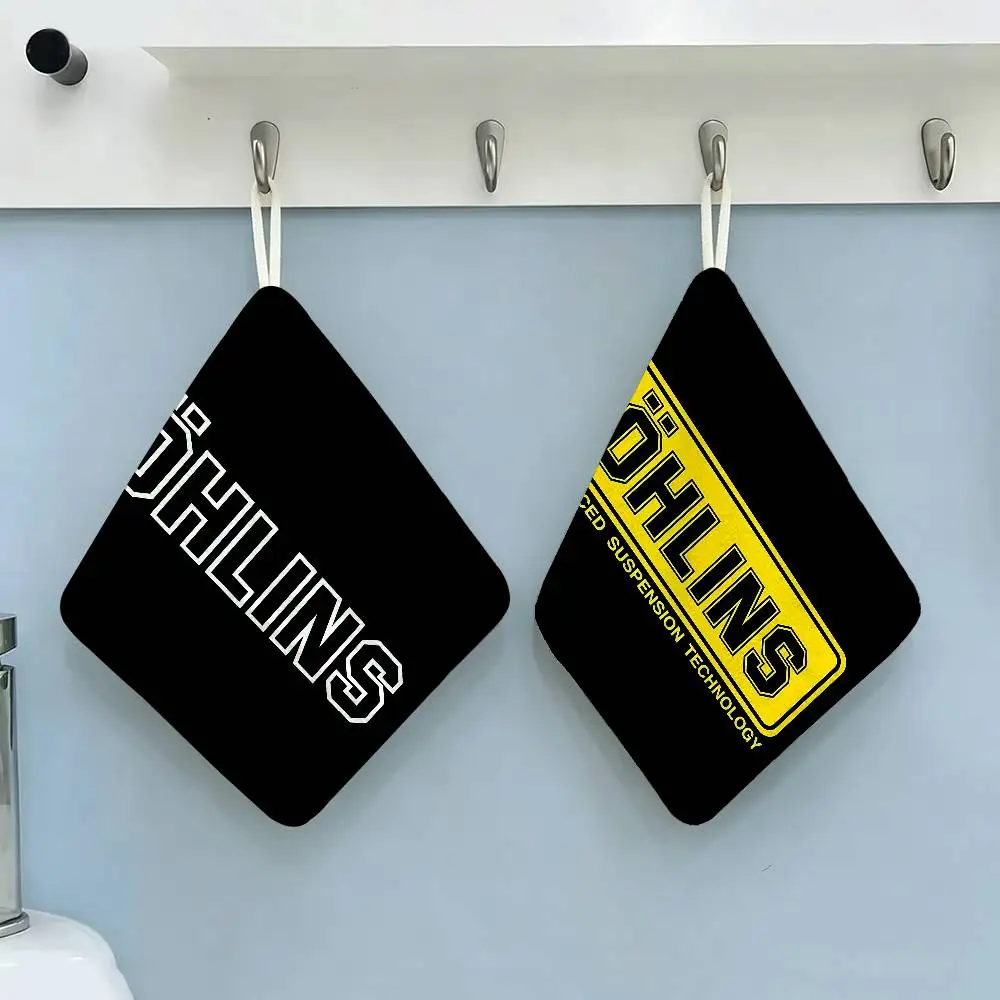 shock absorber O-Ohlins logo Reusable Hanging Kitchen Towel, Polyester Cotton Soft Fabric for Office Home Daily Life view 2
