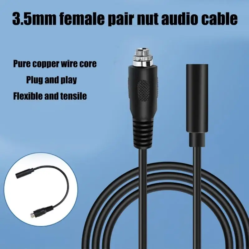 462E 3.5mm Locking Screw Female to Female Stereo Audios Adapters Cable Secure Connection PVC Housing 20cm