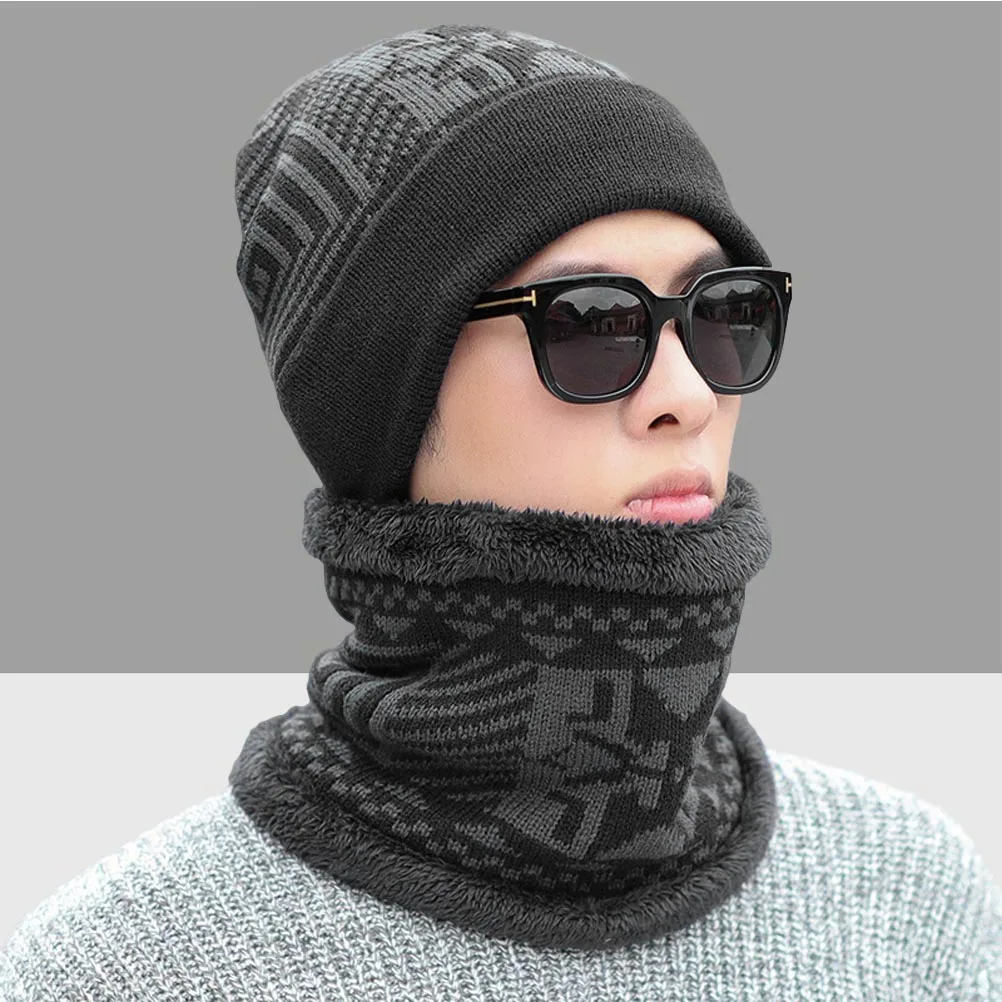 

Warm Knitted Scarf Hat Beanie for Men Winter Hats Mens Scarfs Neck Gaiters Keep
