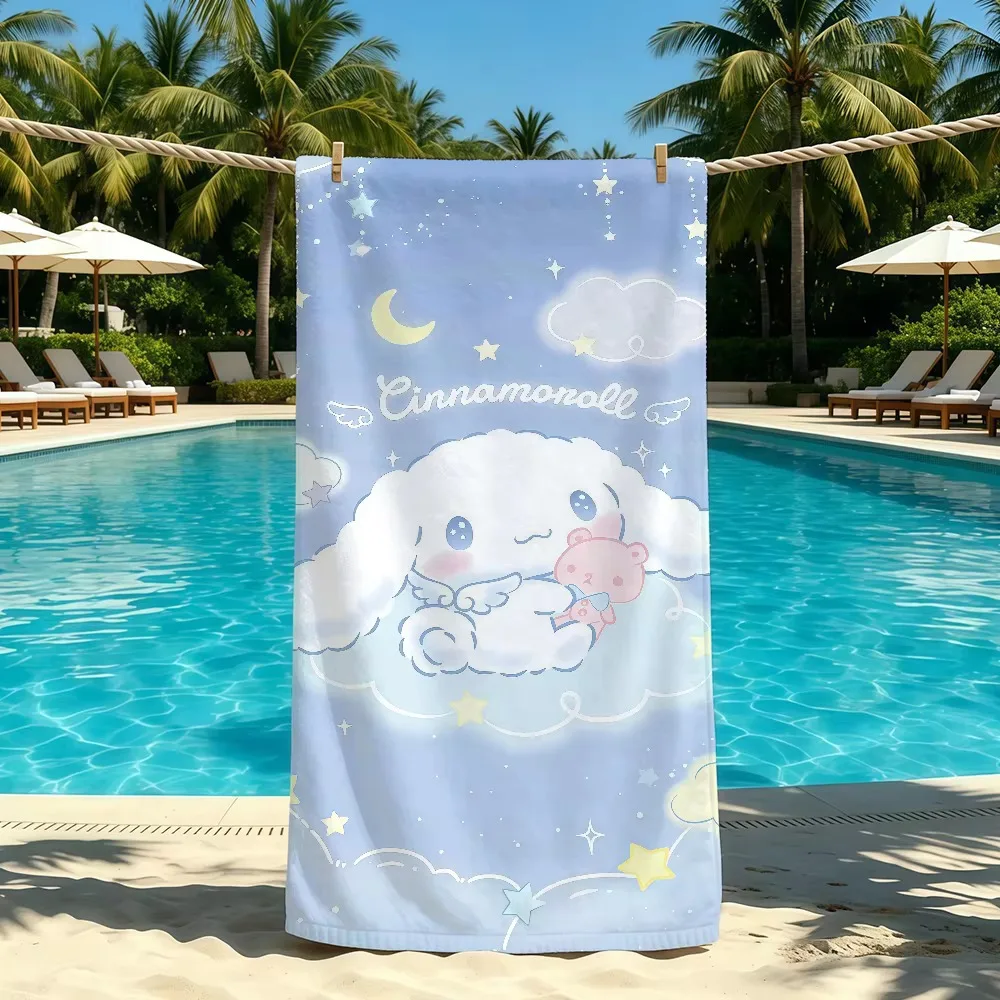 C-Cinnamoroll Cartoon Beach Towel S-Sanrio, Quick Dry Super Absorbent Soft Summer Towel for Swimming Camping Travel Gift