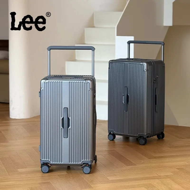 

Large Size Suitcase Wide Handle Travel Suitcase Men 20/24/28″Carry-On Luggage Women PC Aluminum Frame Trolley Case With Wheels