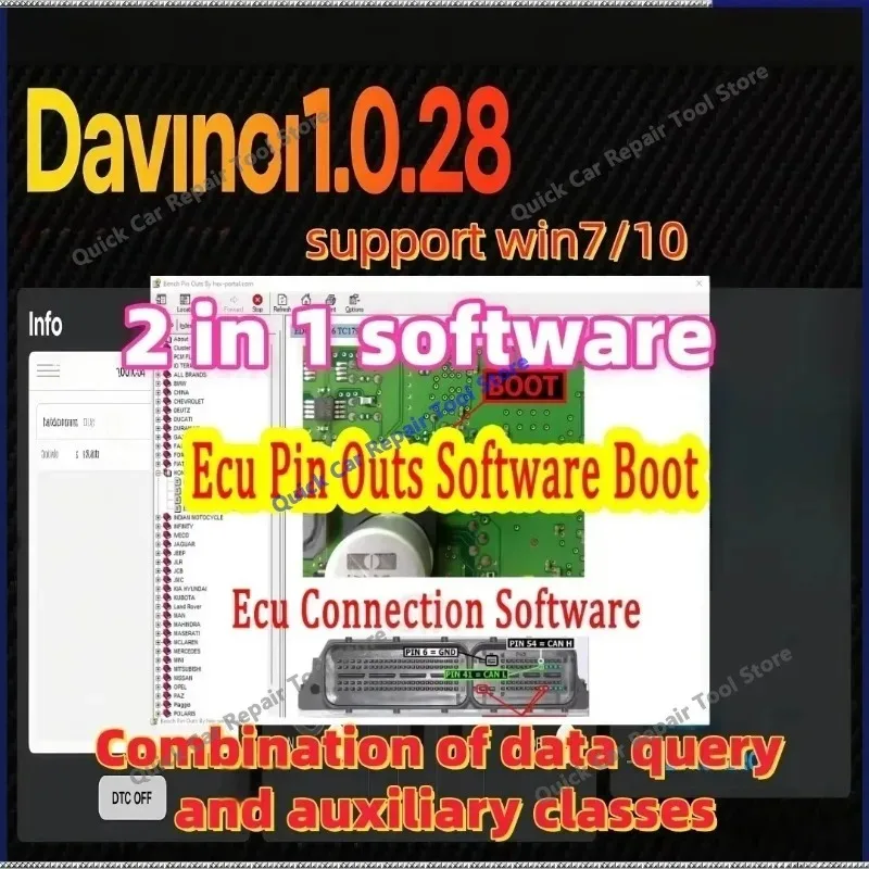 ECU Pinouts collection version hotselling davinci 1.0.28 Software Support Win 7/10/11 Work on KESS/KTAG 3 sold  keygen unlimited