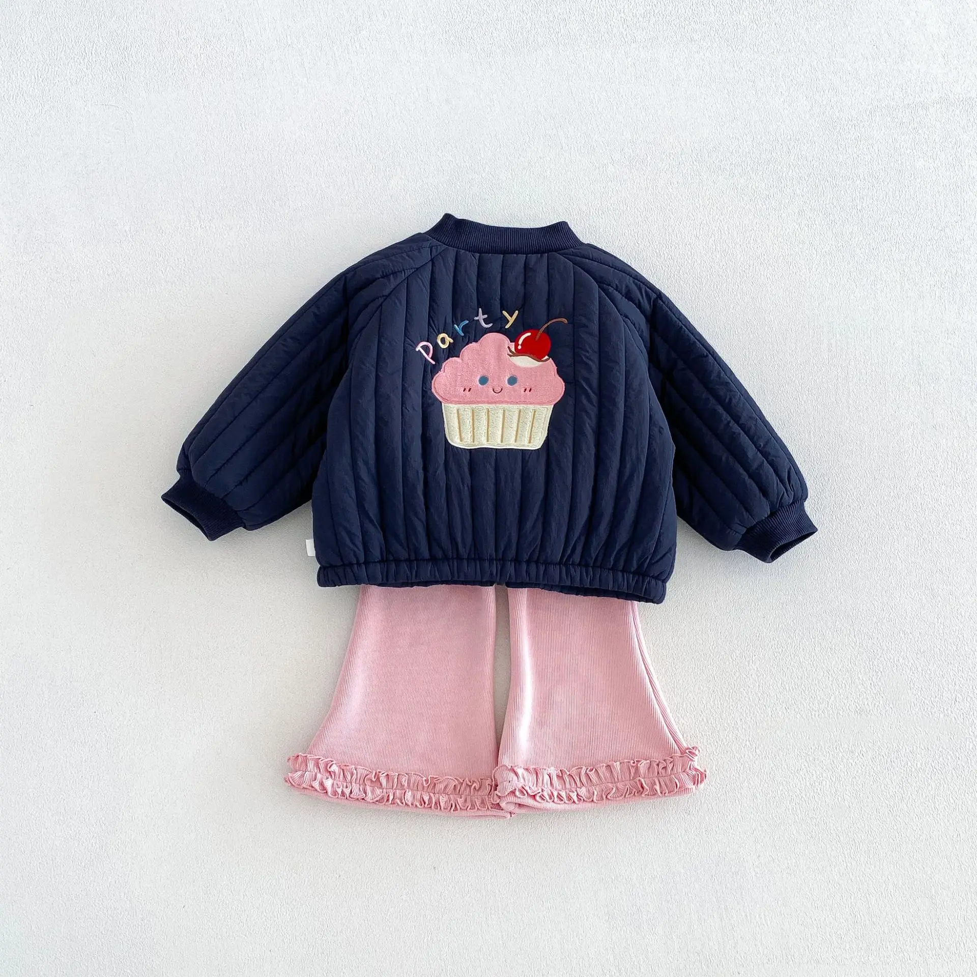 2026 New Winter Girls Padded Baseball Jacket | Embroidered Letter Dessert Coat | Cute Warm Outwear