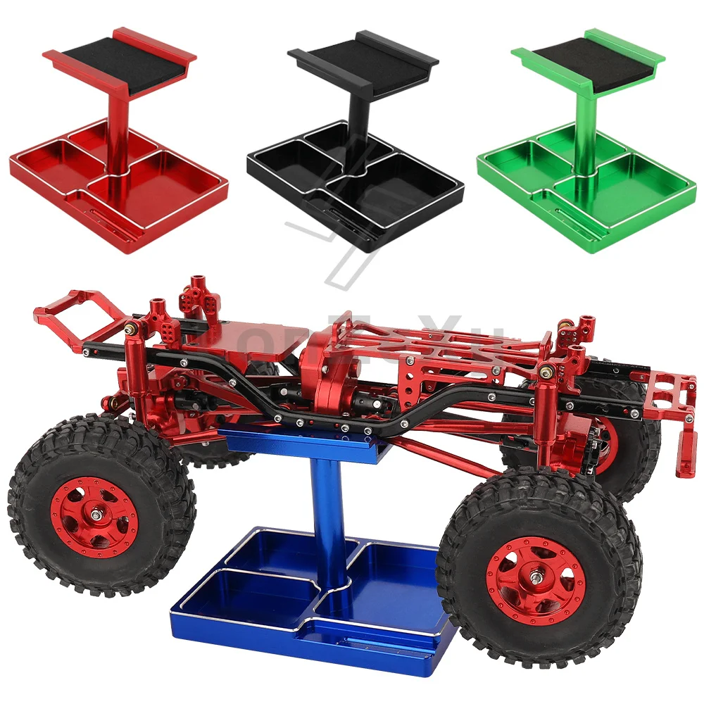 Aluminum RC Car Work Stand 360° Rotatable Repair Display Holder For 1/24 RC Crawler,Black Red Blue Green Optional 100g