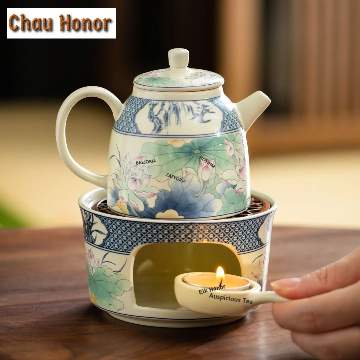 

Lotus Pond Moonlight Ceramic Tea Warmer Holder Candle Heater Stove Kettle Stand Boiling Water Carbon Furnace Teaset Ornaments