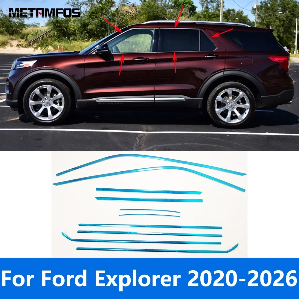 

Для Ford Explorer 2020-2025 2026: Верхние и нижние накладки на оконные рамы, молдинги, декоративные наклейки, аксессуары для стайлинга автомобиля