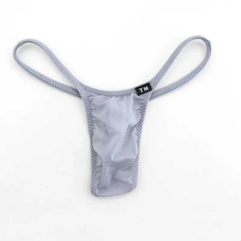 Men Thin Nylon G String Low Rise Elastic Breathable Sexy T-back Thong Underwear Youth Fashion Quick Dry Cool Feel Daily Knickers