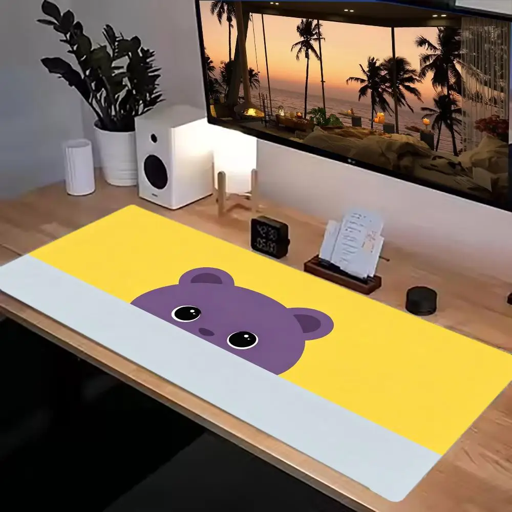 Kawaii Peeking Animal Mousepad Playmat Cute Bear Wolf Fox Rabbit Raccoon Color Block Art For Laptop Gaming