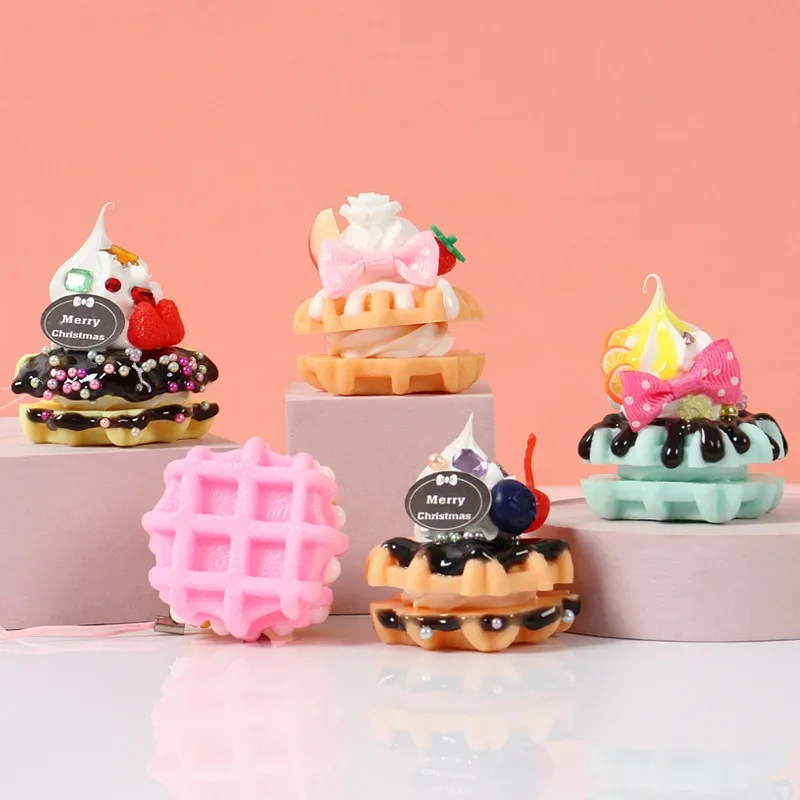 

Artificial Ice Cream Cupcake Waffle Cream Fruit Cake Charm Kitchen Scene Dessert Shop Display Simulation Food Play Home Decor