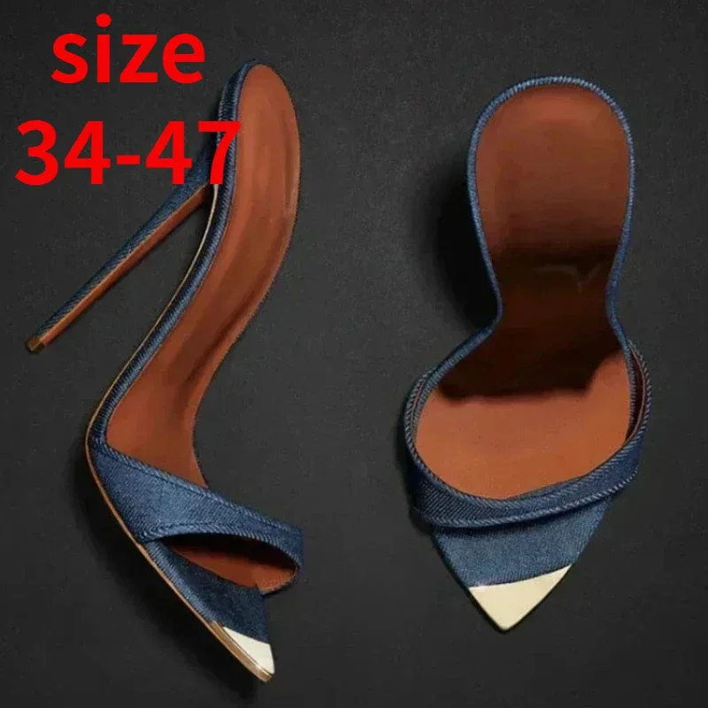 Summer 2024 New Fashion Sexy Party Banquet Sandals for Women High Heel Designer Shoes Elegant Simple Slippers Big Size 43 44 45