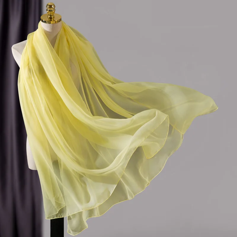 Korean Solid Transparent Chiffon Travel Holiday Beach Towel Sunscreen Shawl Female Summer Air Conditioning Ice Silk Scarf M10