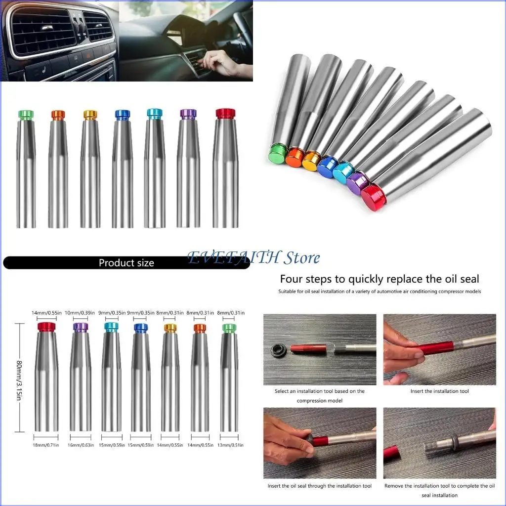 

124B 7pcs Automotive Air Conditioning Compressor Oil Seal Installation Tool Suitable for Efficient Repair and Maintenance