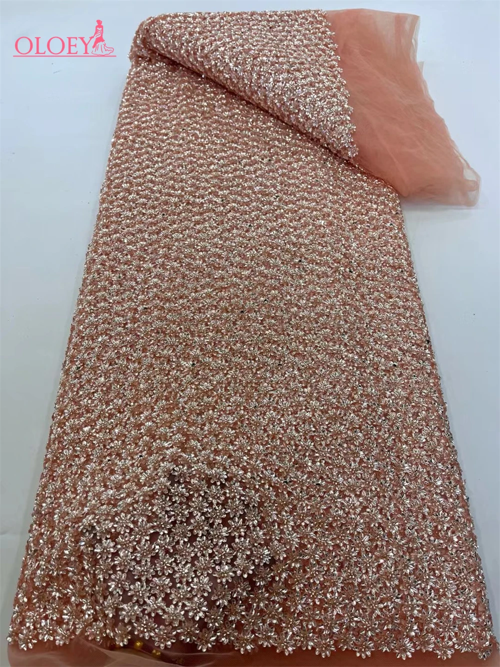 

New High-End Luxury French Embroidery Heavy Groom Lace Fabric African Nigerian With Sequins Fabric For Wedding
