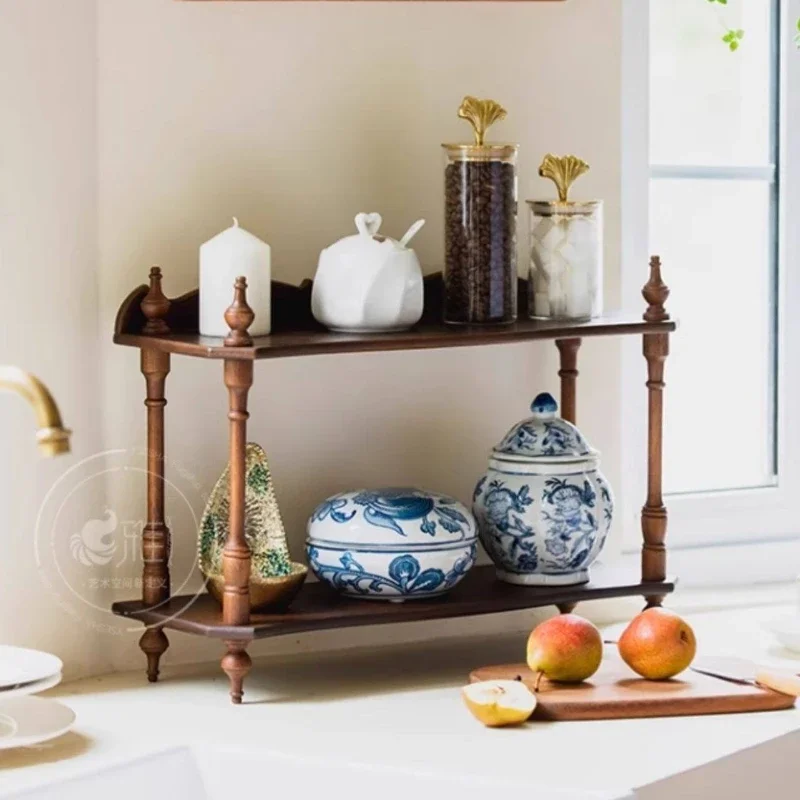 Retro Roman Column Wall Shelf – Solid Wood Partition Bookshelf, Multi-layer Storage Holder, Decorative Display Rack, Wall.