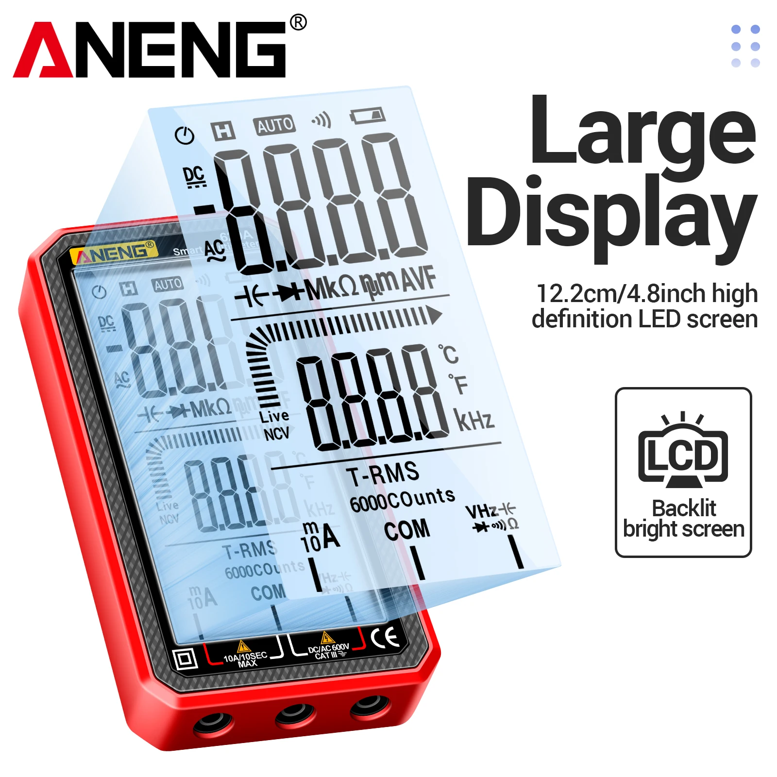 Multimeter 6000 Count Multimetro Test ANENG 620A AC/DC Voltage Tester Current 10A Zero Fire Line Resistor/Capacitor/Diode Meters