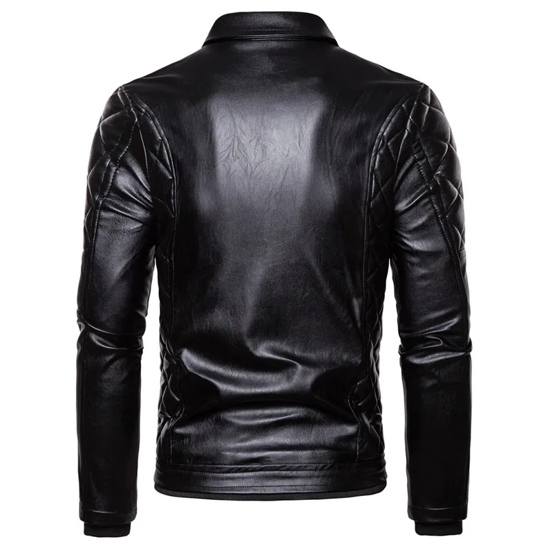 leather jacket men Jaket kulit sepeda motor pria desain keling antik mantel penerbangan militer merah gaya Punk Bomber kulit imitasi bulu musim dingin