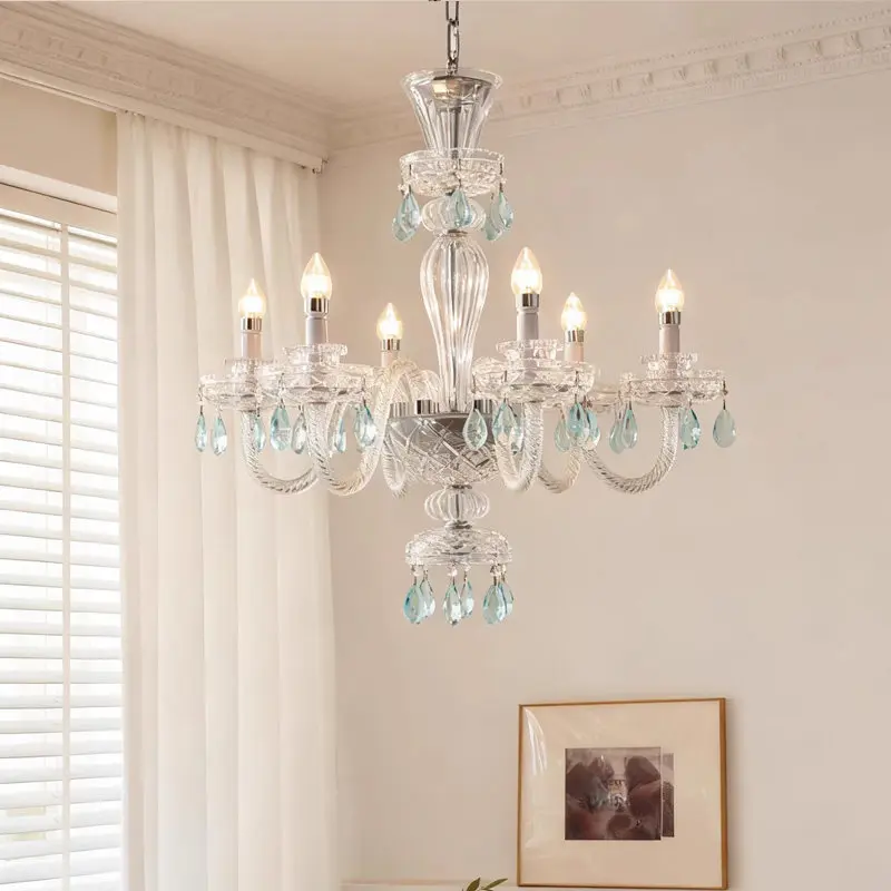 Medieval style bedroom chandelier, retro high-end designer European crystal lamp