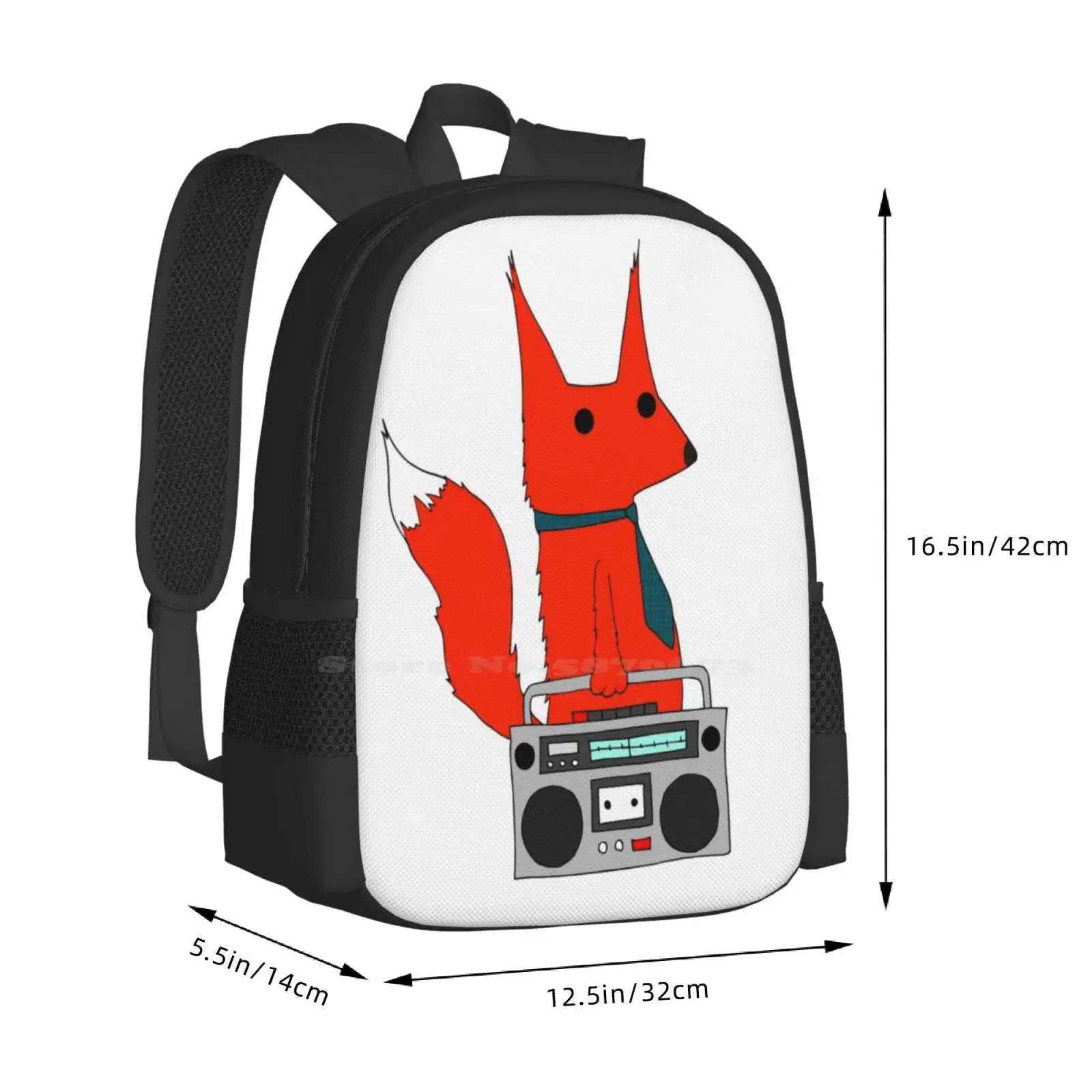 الموسيقى الثعلب حقائب الظهر للمدرسة المراهقين الفتيات حقائب السفر الموسيقى راديو الشريط Boombox الأحمر الكرتون لطيف التعادل الحيوان الغابات ما