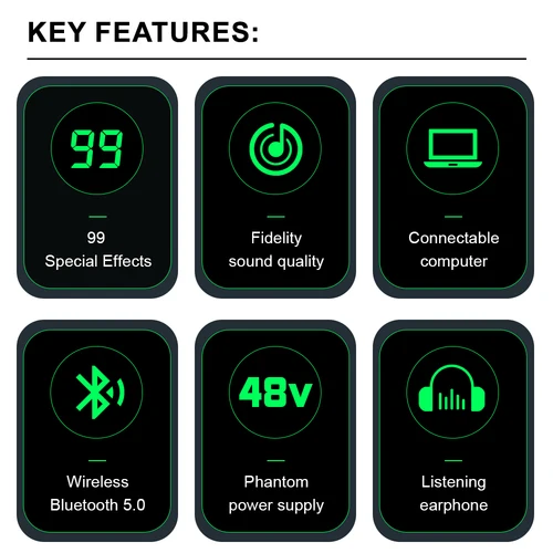 Imagen 2 del producto LEUS MX6 canal 99 efecto DSP mezclador de Audio grabar PC 48V Phantom Power USB mezcladores de sonido Bluetooth consola de DJ mezcla para Karaok