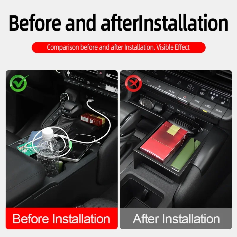For Toyota Land Cruiser 250 Prado LC250 J250 2024 2025 2026 2027 Central Control Storage Box black Interior Upgraded Accessories