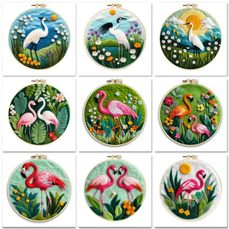 

GATYZTORY 1 Pack Needle Felt Starter Set Wool Painting Set Diy Gift Bird Animals Needle Felting Painting For Home Wall Art