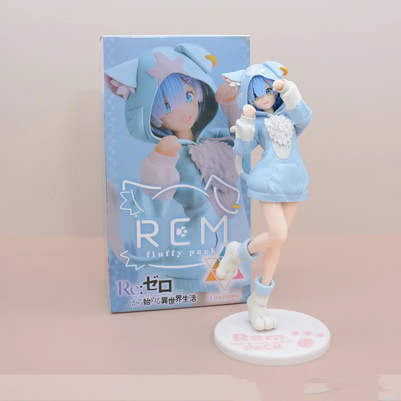 20cm Re:Life In A Different World From Zero Action Figure Emilia Rem Ram Puck Cat Ear Kawaii Doll Collectible Model Toy