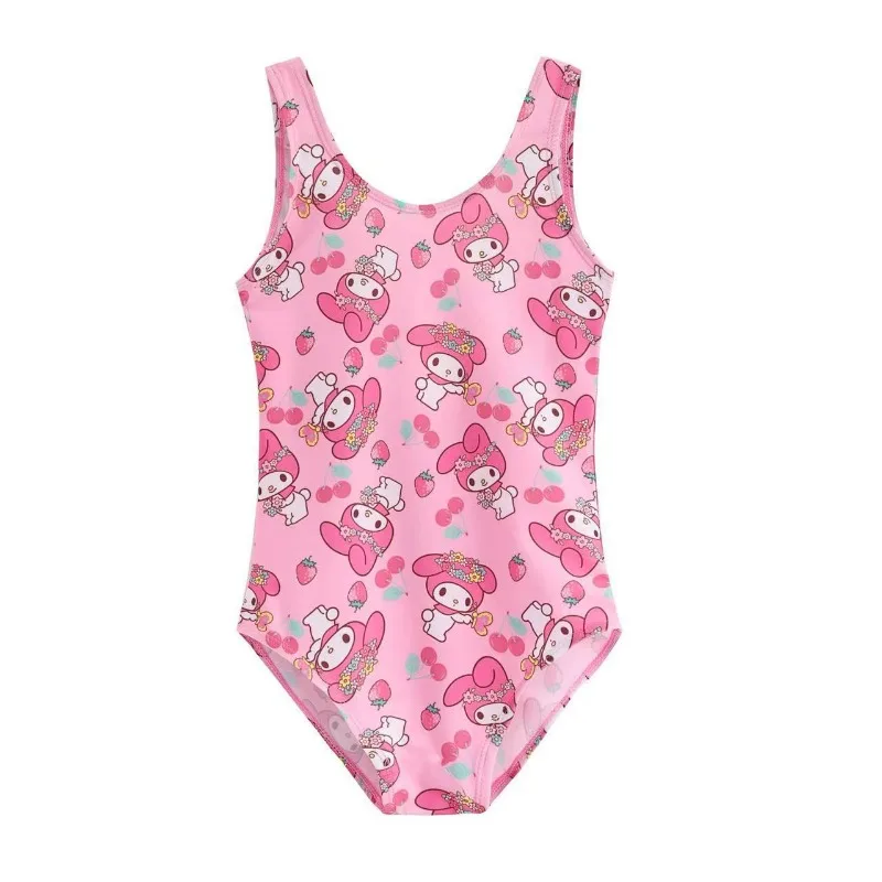 Kawaii Hello Kitty ชุดว่ายน้ําสาวน่ารักการ์ตูน Sanrio กีฬาชุดว่ายน้ําชุดว่ายน้ําฟิตเนสยืดหยุ่นเด็กชุดว่ายน้ําชายหาดฤดูร้อน