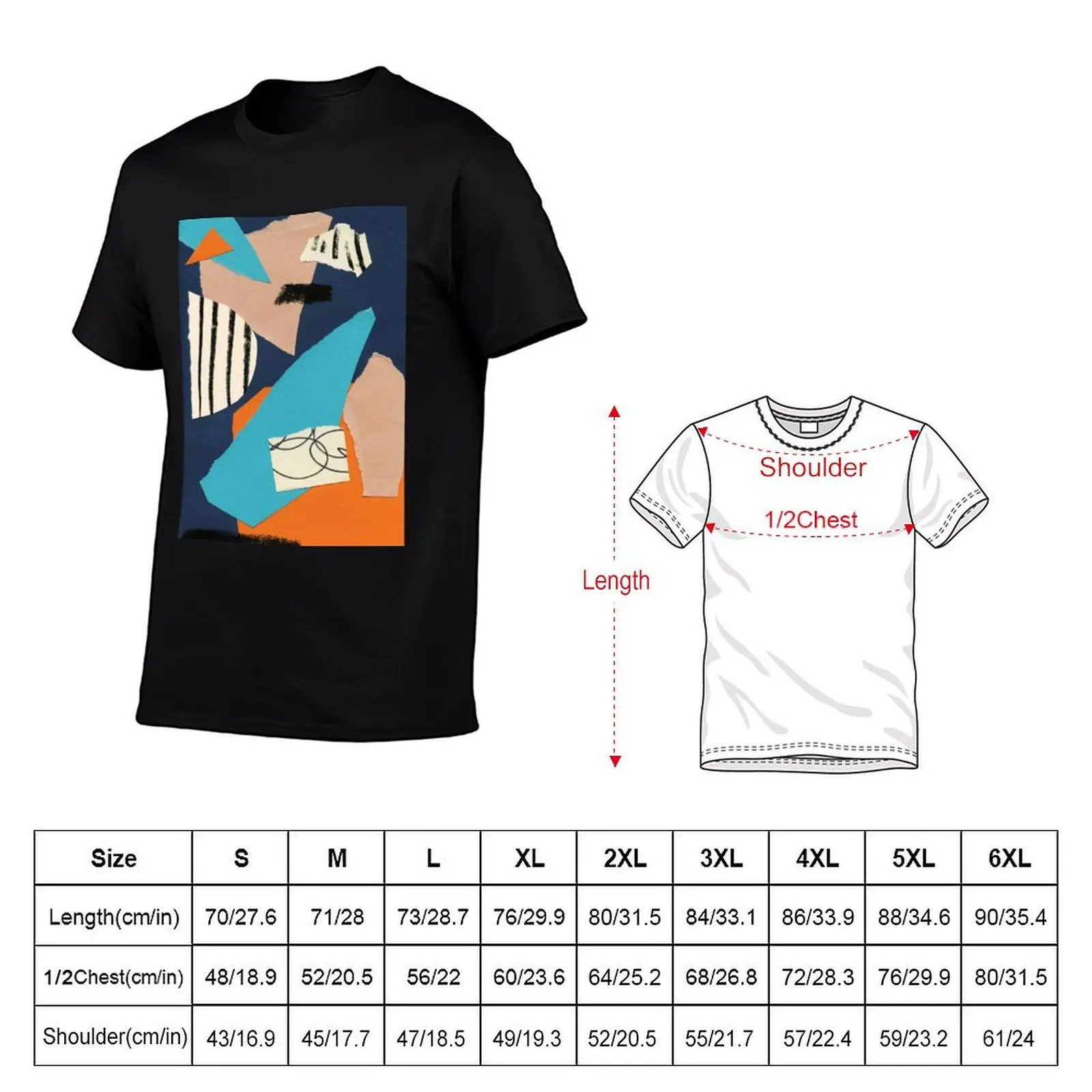abstract collage T-Shirt Work Utility Casual Tee Shirt