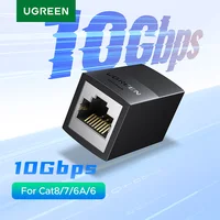 UGREEN-conector RJ45 de 10Gbps, extensor Ethernet de red PoE para adaptador de Cable Ethernet Cat8/7/6A/6/5, Gigabit hembra a hembra